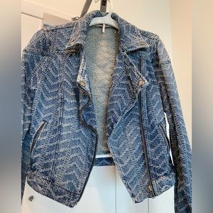 Free People Jean Denim Moto Jacket Size 0 Good Condition Used